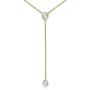 espere CZ Pear Drop Lariat Necklace 16'' with 2.75'' Y Drop Adjustable, 3 Colors Available