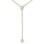espere CZ Pear Drop Lariat Necklace 16'' with 2.75'' Y Drop Adjustable, 3 Colors Available