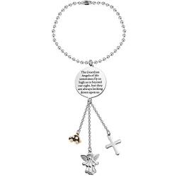 SEIRAA Guardian Angel Metal Cross Mirror Dangle Car Charm The Guardian Angels are Always Looking Down Upon Us Drive Safely Rear View Mirror Hanging Ornaments