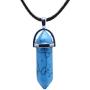 Anglacesmade Bullet Shape Gemstone Choker Necklace Hexagonal Pointed Reiki Chakra Pendant Leather Necklace Bohemian Jewelry for Women and Girls (Blue Turquoise)