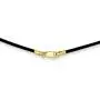 Solid 14k Yellow Gold 1.5mm Black Leather Cord Necklace Chain - with Secure Lobster Lock Clasp Solid 14k Yellow Gold 1.5mm Black Leather Cord Necklace Chain - with Secure Lobster Lock Clasp