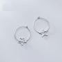 Wire Hoop Star Lucky Dangle Drop Earrings S925 Sterling Silver for Women Teen Girls Sensitive Ear Minimalist Dangling Hypoallergenic Lightweight Geometric Hoops 20mm Gifts for Birthday Daughter Bff