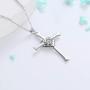 Besilver Irish Celtic Knot Cross Necklace 925 Sterling Silver Infinity Celtick Jesus Cross Pendant Necklace Women Men Heart Rose Cross Necklace Religious Jewelry for Wife Girlfriend