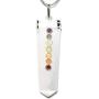CHARGED 7 Chakra Natural Himalayan Gemstone Crystal Perfect Pendant + 20'' Silver Chain + Selenite Charging Heart [Included]
