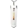 CHARGED 7 Chakra Natural Himalayan Gemstone Crystal Perfect Pendant + 20'' Silver Chain + Selenite Charging Heart [Included]