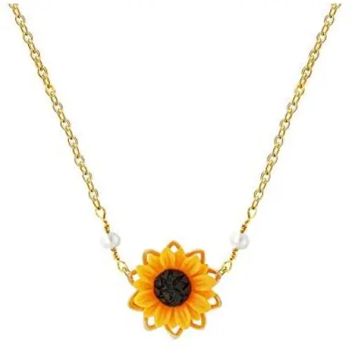 Dainty Sunflower Necklace Cute Necklace You are My Sunshine Vintage Pendant Jewelry Garden Daisy Sun Flower Handmade Birthday Gifts for Her Women Teen Girls Wife Sister Mom Daughter Friendship