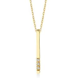 Gelin 14k Solid Gold 0,01 ct Genuine Diamond Vertical Bar Pendant Chain Necklace for Women, 18'' - Minimalist Jewelry for Women