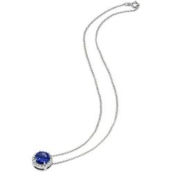 Sterling Silver Genuine, Created or Simulated Gemstone and White Topaz Halo Slide Pendant Necklace for Women Girls