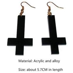Black Acrylic Cross Drop Dangle Earring for Women 80s Party Hip Hop Punk Gothic Fashion Cross Pendant Charm Earrings Jewelry