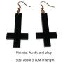 Black Acrylic Cross Drop Dangle Earring for Women 80s Party Hip Hop Punk Gothic Fashion Cross Pendant Charm Earrings Jewelry