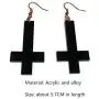 Black Acrylic Cross Drop Dangle Earring for Women 80s Party Hip Hop Punk Gothic Fashion Cross Pendant Charm Earrings Jewelry