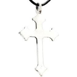 Trilogy Jewelry Pewter Gothic Style Christian Cross Pendant Black Necklace Cord with Clasp