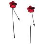 Red Green Poppy Flower Black Long Line Bar Tassel Earrings for Women Charm Stud Drop Earring Jewelry