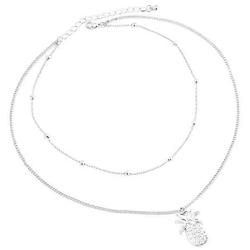 JczR.Y Cute Pineapple Necklace Pendant Bohemian Double-Layer Beads Clavicle Chain Necklace Choker for Women Girls Fashion Fruit Jewelry