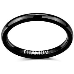 TIGRADE Black Titanium Ring 2mm 4mm 6mm 8mm Dome High Polished Wedding Band Size 4-15