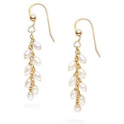 Pearl Drop Dangle Earrings for Women 14K Gold Filled Small Real White Freshwater Cultured Pearl Earrings COMOTO Jewelry