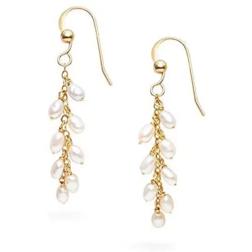 Pearl Drop Dangle Earrings for Women 14K Gold Filled Small Real White Freshwater Cultured Pearl Earrings COMOTO Jewelry Pearl Drop Dangle Earrings for Women 14K Gold Filled Small Real White Freshwater Cultured Pearl Earrings COMOTO Jewelry