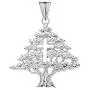 Fine Sterling Silver Lebanese Cedar Tree with Cut-Out Cross Pendant Necklace Fine Sterling Silver Lebanese Cedar Tree with Cut-Out Cross Pendant Necklace