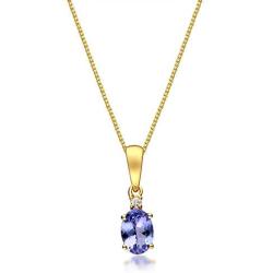 Gin & Grace 10K Yellow Gold Genuine Tanzanite Diamond (I1,I2) Pendant for Women