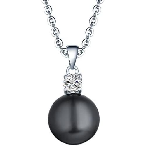 925 Sterling Silver Freshwater Cultured Pearl Pendant Necklace JO WISDOM Jewelry for Women,Girls