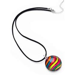SUVANI Hand Blown Glass Multi-Colored Rainbow Wave Pendant Necklace or Dangle Earrings