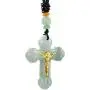 Jade Cross Jesus Necklace Pendant Inlaid with 22K Gold Good Luck Charm Jade Jewelry Jade Cross Jesus Necklace Pendant Inlaid with 22K Gold Good Luck Charm Jade Jewelry