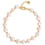 FM FM42 925 Sterling Silver Baroque Style Cultured Pink White Multicolor Pearl Handmade Adjustable Bracelet (3 Colors)