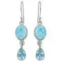 YoTreasure 1.81'' Larimar Blue Topaz Solid 925 Sterling Silver Dangle Earrings YoTreasure 1.81'' Larimar Blue Topaz Solid 925 Sterling Silver Dangle Earrings