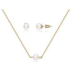 Zealmer Womens 16K Gold Plated Necklace & Stud Earrings Jewelry Set