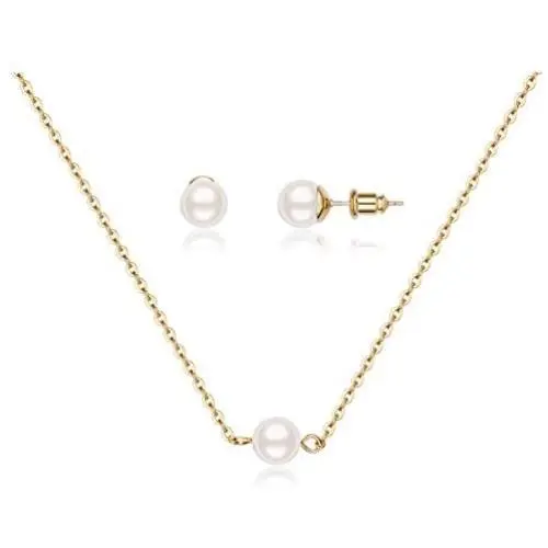 Zealmer Womens 16K Gold Plated Necklace & Stud Earrings Jewelry Set Zealmer Womens 16K Gold Plated Necklace & Stud Earrings Jewelry Set