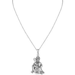 LeCalla Mens Sterling Silver Jewelry Antique Lord Hanuman Pendant Necklace for Young Boy