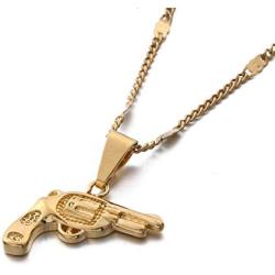 Yongkan Jewelry Gold Plated Revolver Pistol Gun Hip Hop Pendant Necklace