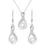 Cat Eye Jewels 8mm Pearl Necklace Earrings Set Dangle Stud 925 Sterling Silver Cubic Zircona Weeding Jewelry for Brides and Bridesmaids