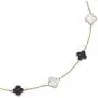 14K Solid Yellow Gold, Black Onyx and Mother-of-Pearl Necklace with 7 Clover Motifs. 16 inch chain size 14K Solid Yellow Gold, Black Onyx and Mother-of-Pearl Necklace with 7 Clover Motifs. 16 inch chain size