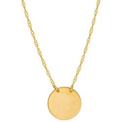 Ritastephens 14k Yellow Gold Mini Disc Pendant Adjustable Chain Necklace 16-18 Inches
