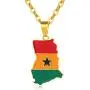 Gold Color Ghana Country Map and Flag Pendant Necklaces Charm Ghanaian Jewelry Ghana National Day Gifts Gold Color Ghana Country Map and Flag Pendant Necklaces Charm Ghanaian Jewelry Ghana National Day Gifts
