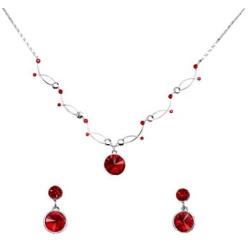 Faship Gorgeous Swarovski Rhinestone Crystal Floral Necklace Earrings Set