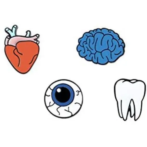 CAROMAY 4 PC Enamel Lapel Pins Set Brain Tooth Eye Heart Halloween Collar Brooch for Boys Girls Backpack Jacket Bag CAROMAY 4 PC Enamel Lapel Pins Set Brain Tooth Eye Heart Halloween Collar Brooch for Boys Girls Backpack Jacket Bag