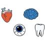 CAROMAY 4 PC Enamel Lapel Pins Set Brain Tooth Eye Heart Halloween Collar Brooch for Boys Girls Backpack Jacket Bag