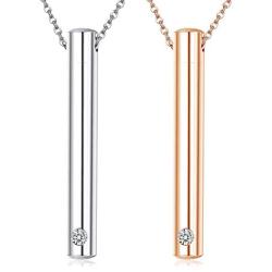 Sllaiss 2 pcs Cremation Jewelry Crystals from Austria Stainless Steel Black Silver Tone Bar Urn Pendant Memorial Ashes Keepsake Exquisite Necklace
