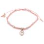 LESLIE BOULES Gold Plated Miraculous Tiny Medal Bracelet Miyuki Salmon-Pink Seed Beads Handmade Jewelry