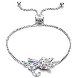 Cat Bracelets for Girls Women Kitty Mermaid Unicorn Bracelet Jewelry Gift Crystal Birthstone Adjustable Slider