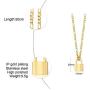 Gamtic Padlock Pendant Figaro Chain Necklace Gold Plated Stainless Steel Solid Lock Women Teen Girls Daily Jewelry