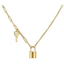 NEULRY 18K Tiny Lock & Key Elegant Necklace,Gold Plated Personalized Chain Handmade for Women and Girl Gifts