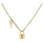 NEULRY 18K Tiny Lock & Key Elegant Necklace,Gold Plated Personalized Chain Handmade for Women and Girl Gifts