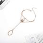 Chicque Boho Hand Chain Rhinestone Finger Ring Bracelet Bead Hand Jewelry for Women and Girls (Gold)