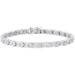 Dazzlingrock Collection 0.50 Carat (ctw) Round White Diamond Ladies XO Tennis Bracelet 1/2 CT, Sterling Silver