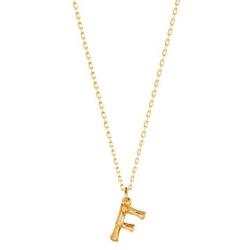 Bamboo Initial Necklace, 18K Gold Plated Stainless Steel Small Initial Necklace Personalized Letter Necklace Monogram Name Necklace for Women Girls