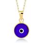 GELIN 14k Solid Gold Dark Blue Evil Eye Protection Charm Pendant Necklace - Evil Eye Jewelry for Women