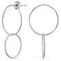 Minimalist Geometric Round Thin Two Interlocking Open Circle Dangle Stud Earrings For Women 925 Sterling Silver 1.25 In Minimalist Geometric Round Thin Two Interlocking Open Circle Dangle Stud Earrings For Women 925 Sterling Silver 1.25 In